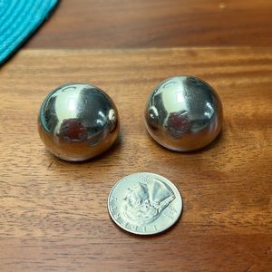 925 Silver Half Dome Clip Earrings from Mexico